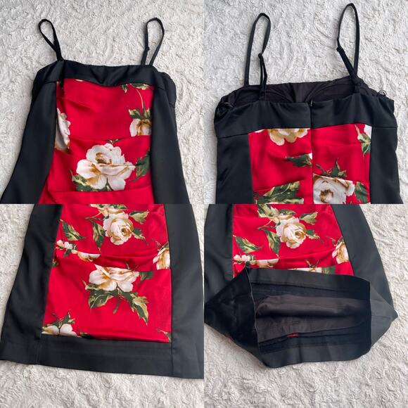 Cache silk satin floral bodycon slip dress midi slipdress‎ ruched cocktail Y2K 2 - Picture 9 of 16